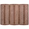 Walnut 6-Panel Foldable Room Divider – Paulownia Wood Screen with Carved Design for Home
